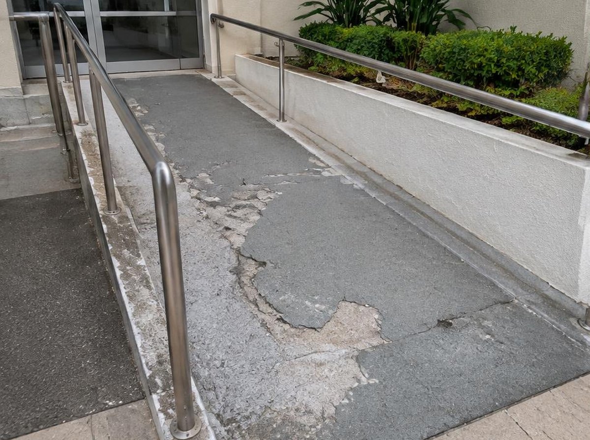Rampa de acessibilidade antes do serviço