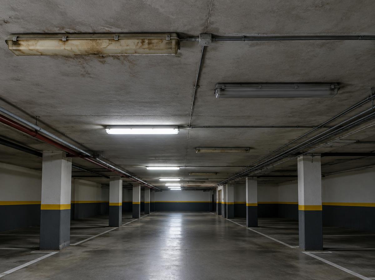 Iluminação de garagem antes da modernização