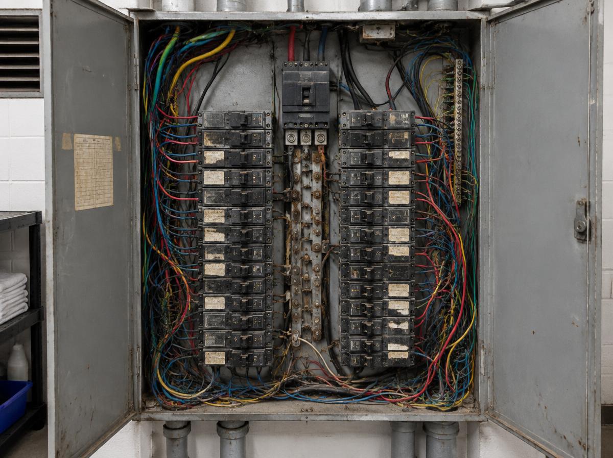 Quadro elétrico antes da manutenção