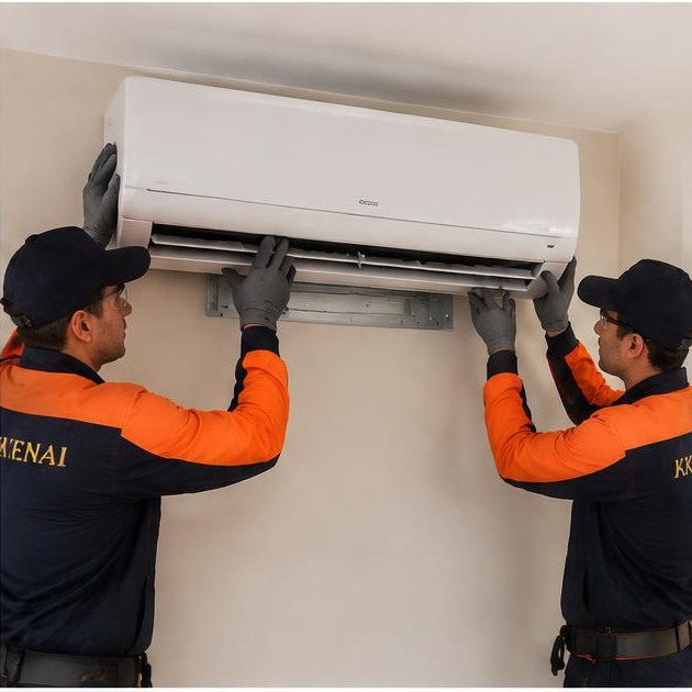 Equipe Kenai instalando aparelho split