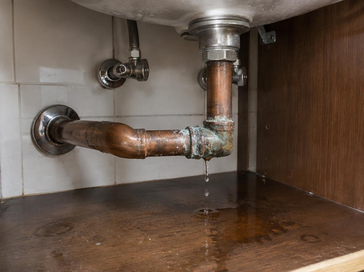 Tubulação com vazamento antes do reparo