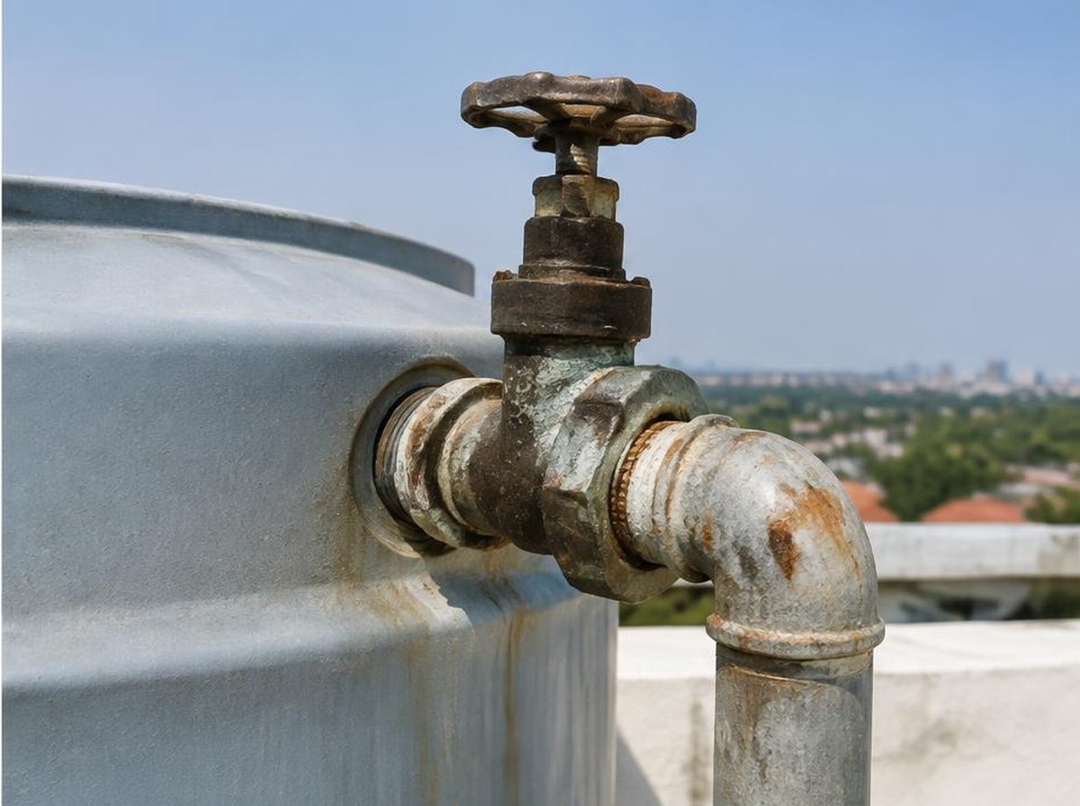 Válvula do reservatório antes do serviço