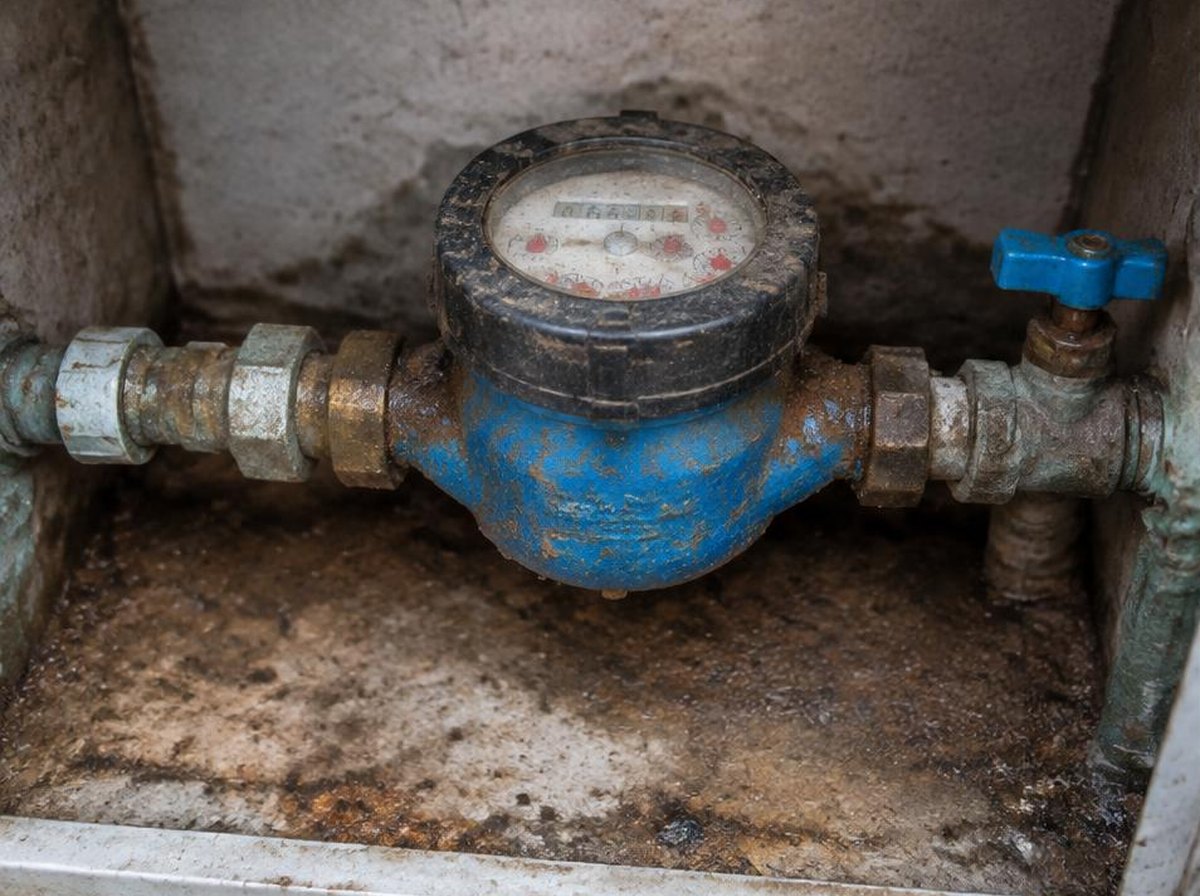 Conjunto do hidrômetro antes do serviço