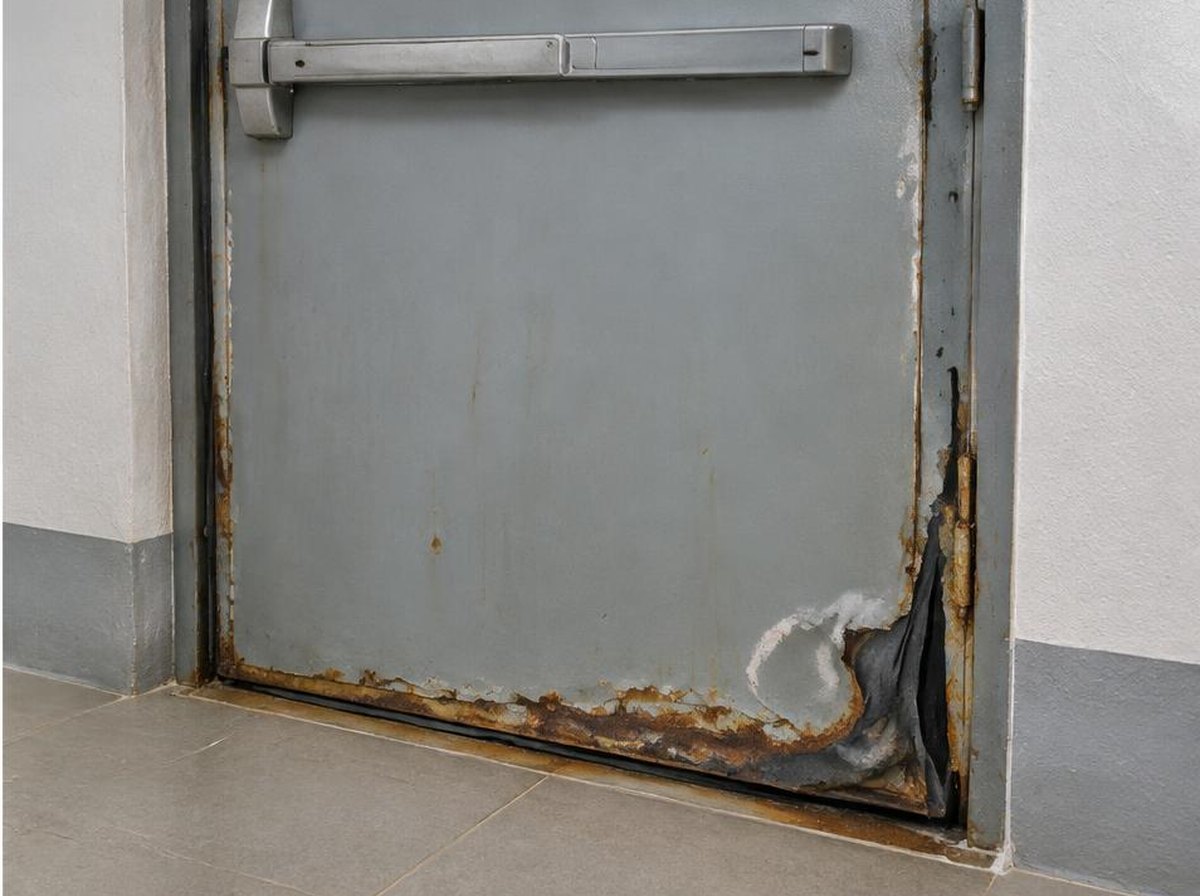 Porta corta-fogo antes do serviço