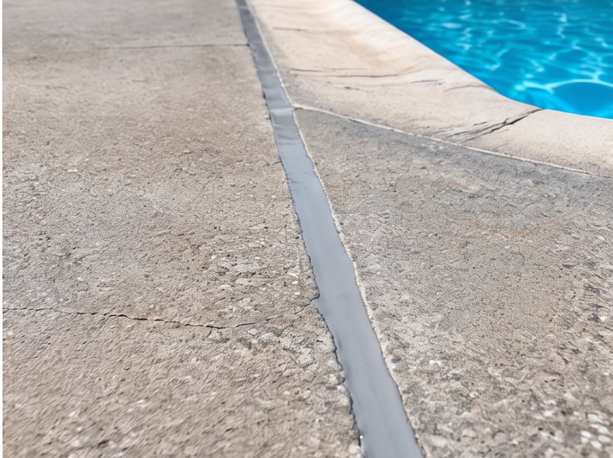 Junta do deck da piscina depois do serviço