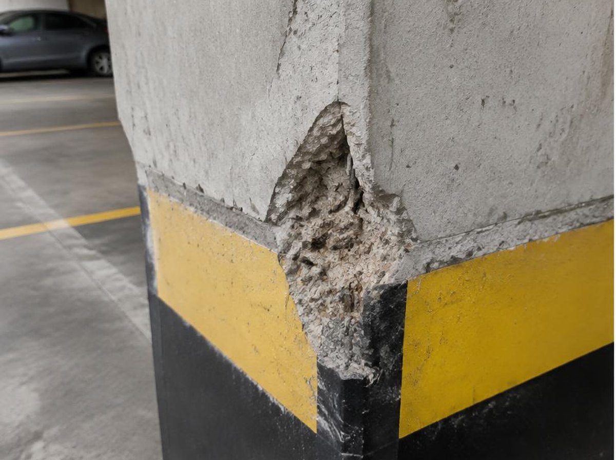 Coluna do estacionamento antes do serviço